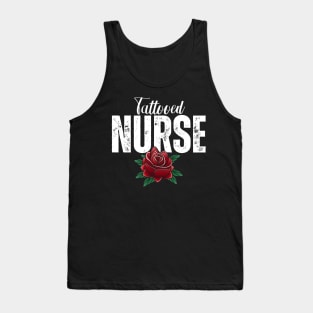 Tattooed Nurse with Red Rose Tank Top